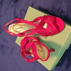 Red Satin strappy heels